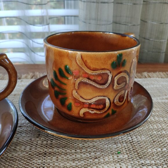 Zell am Harmersbach Large Cups and Saucers Set of 2 VTG Toscana Pottery German - Picture 5 of 12